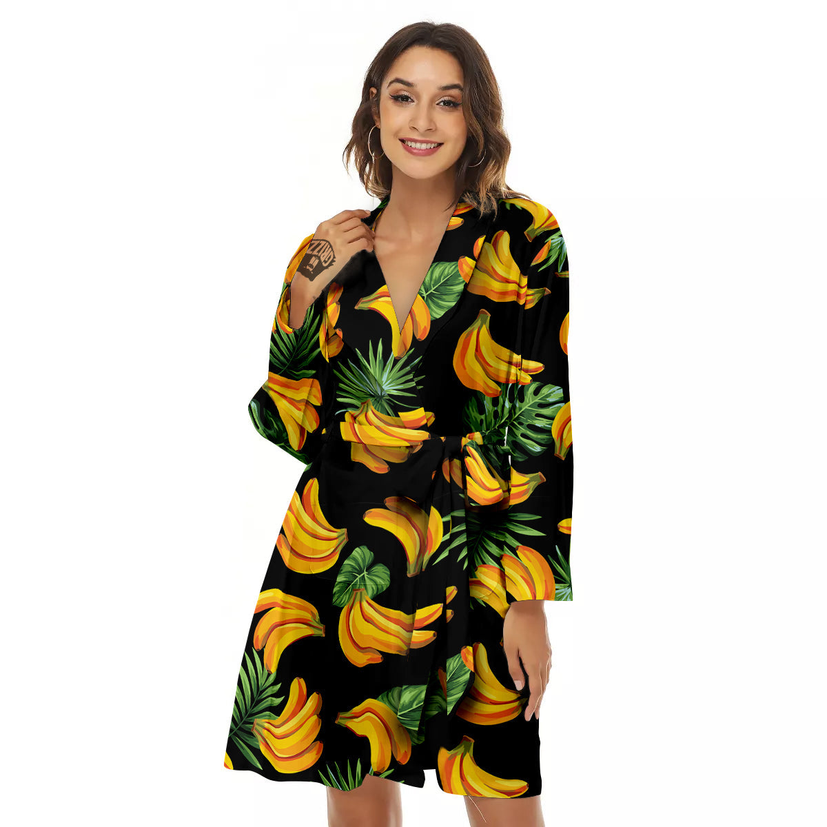 Fruit Banana Print Pattern Women's Robe-grizzshop