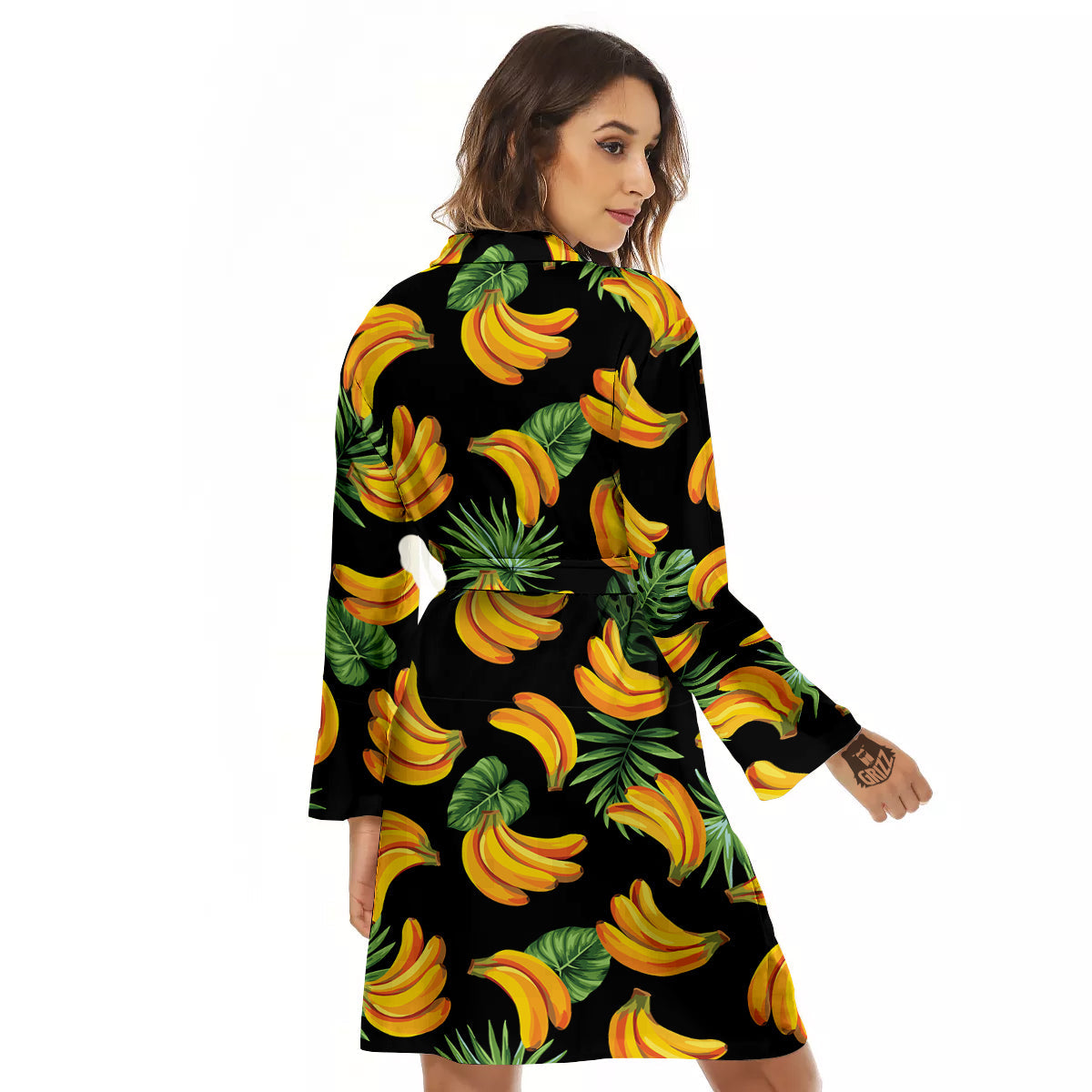 Fruit Banana Print Pattern Women's Robe-grizzshop