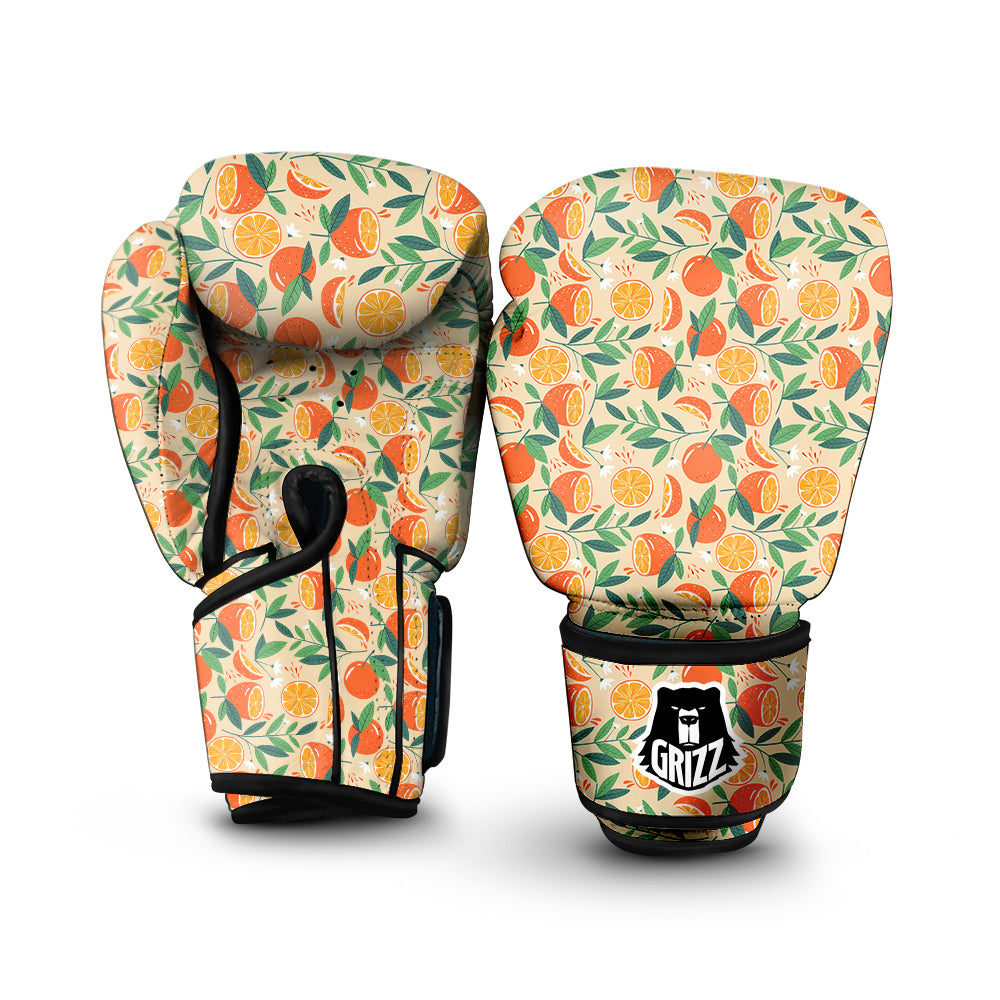 Fruit Cute Orange Print Pattern Boxing Gloves-grizzshop