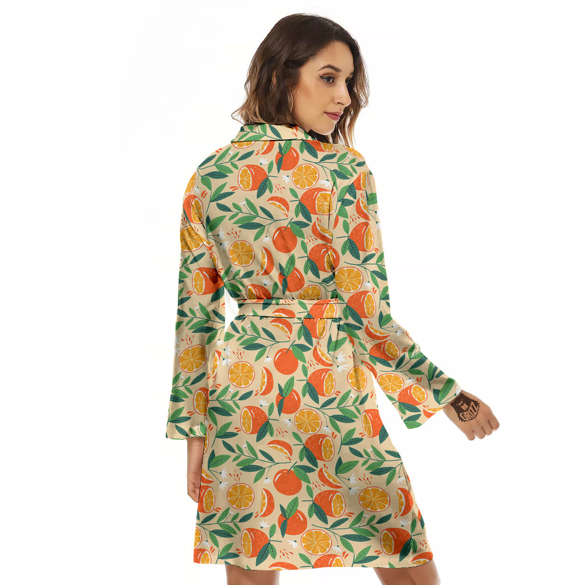Fruit Cute Orange Print Pattern Women's Robe-grizzshop