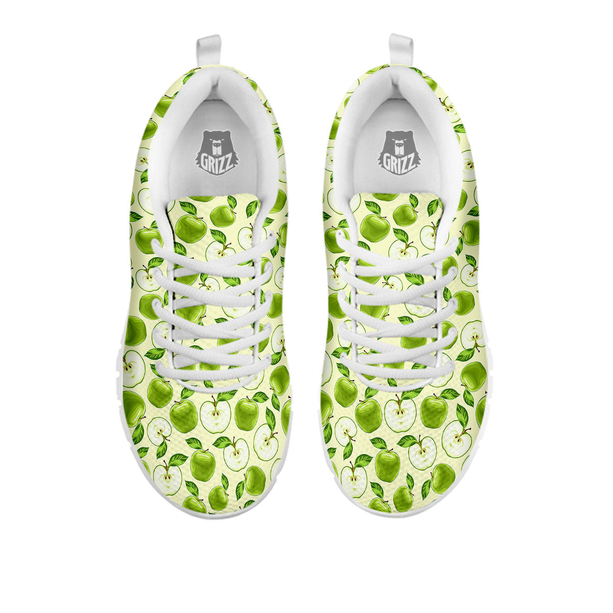 Fruit Green Apple Print Pattern White Sneaker-grizzshop