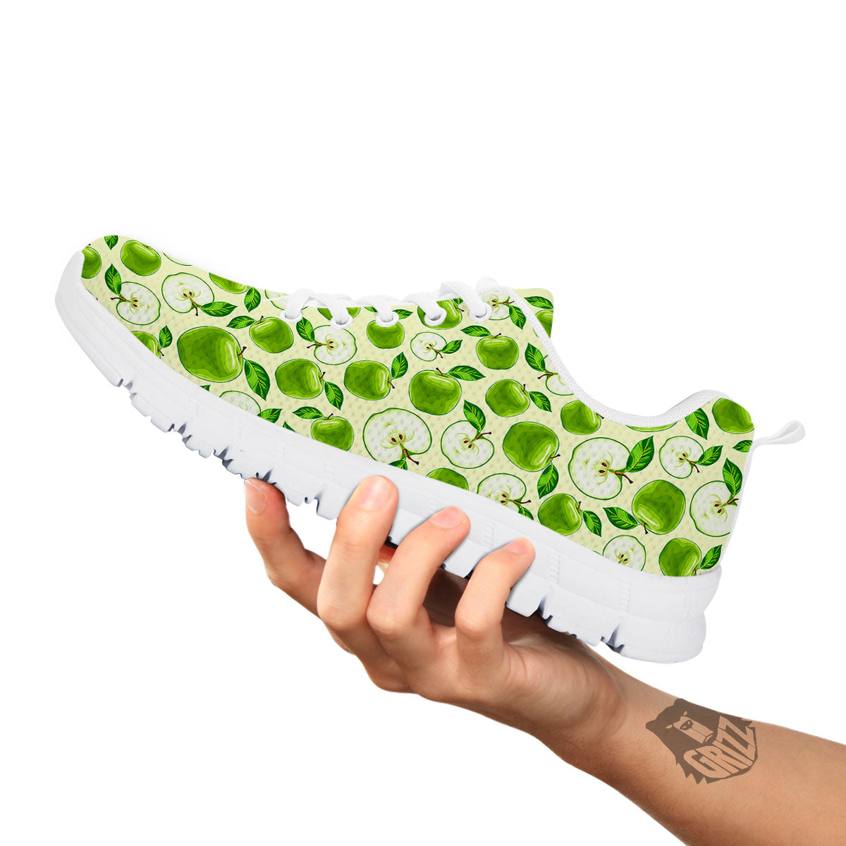Fruit Green Apple Print Pattern White Sneaker-grizzshop