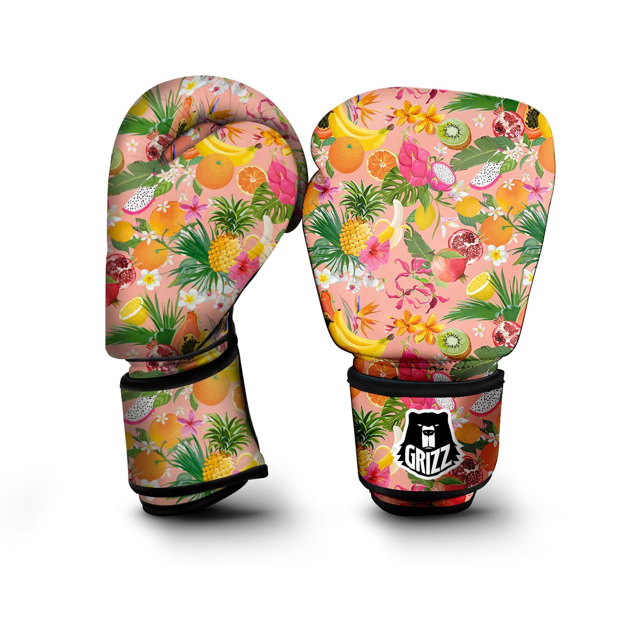 Fruit Leaf Tropical Print Pattern Boxing Gloves-grizzshop