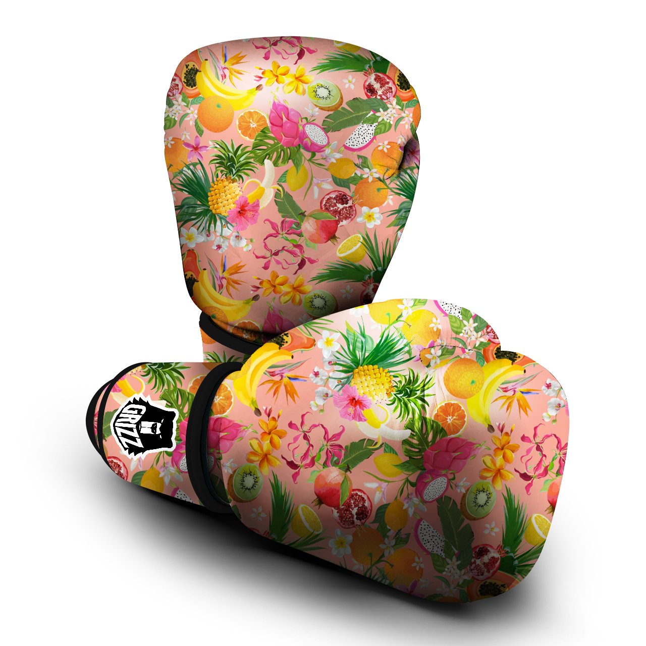 Fruit Leaf Tropical Print Pattern Boxing Gloves-grizzshop