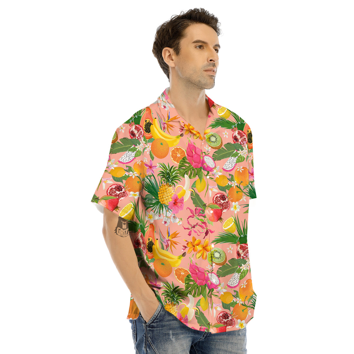 Fruit Leaf Tropical Print Pattern Men's Hawaiian Shirt-grizzshop