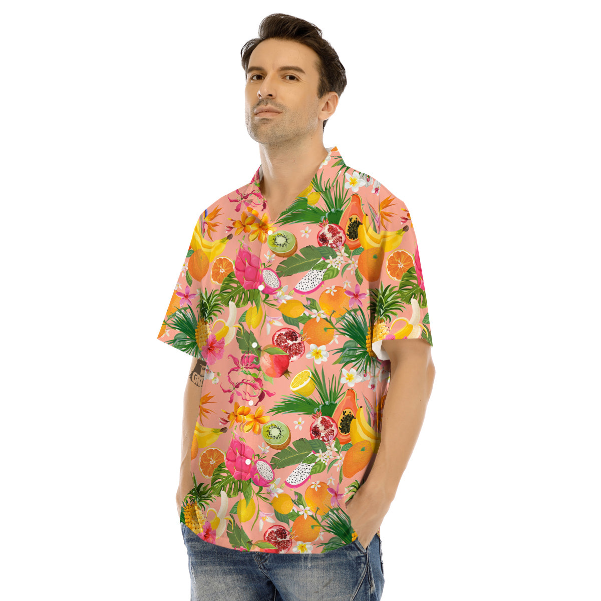 Fruit Leaf Tropical Print Pattern Men's Hawaiian Shirt-grizzshop