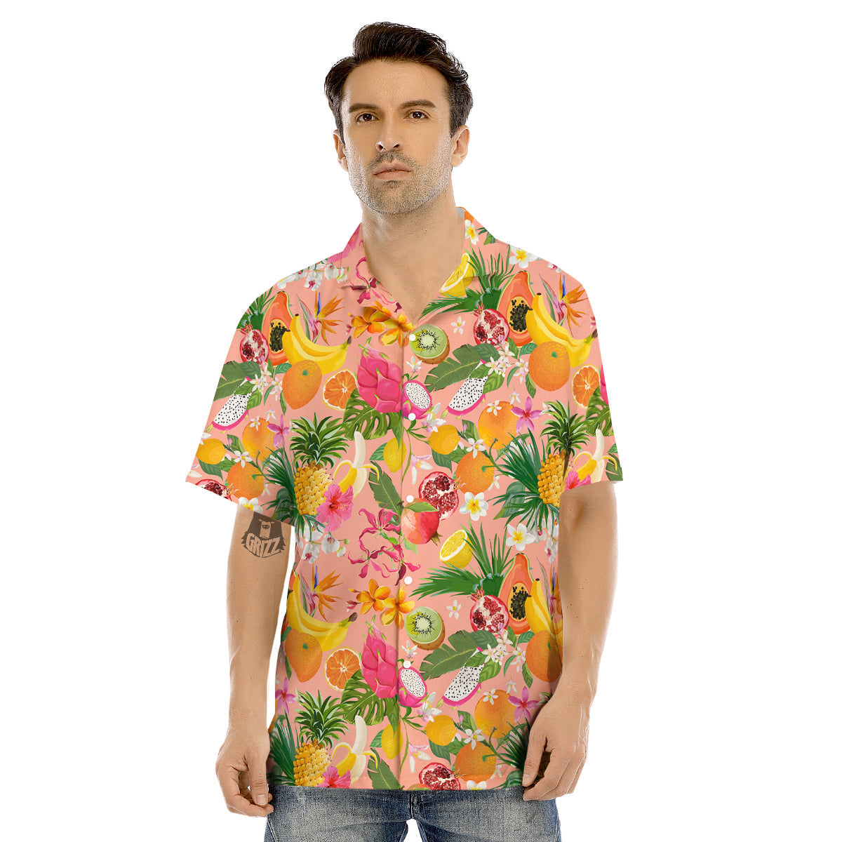 Fruit Leaf Tropical Print Pattern Men's Hawaiian Shirt-grizzshop
