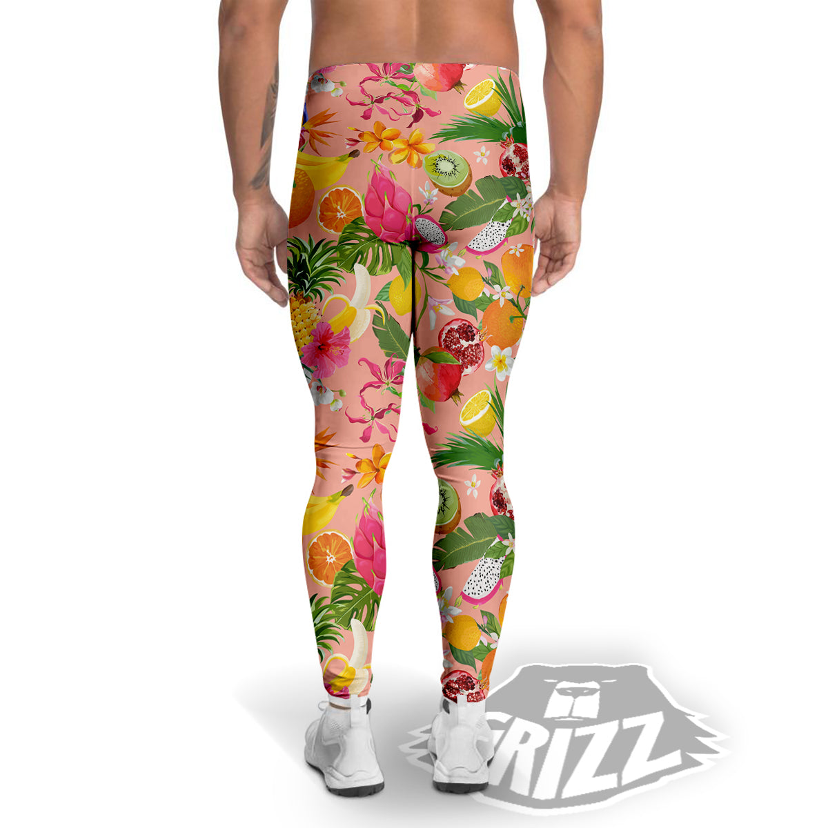 Fruit Leaf Tropical Print Pattern Men's Leggings-grizzshop