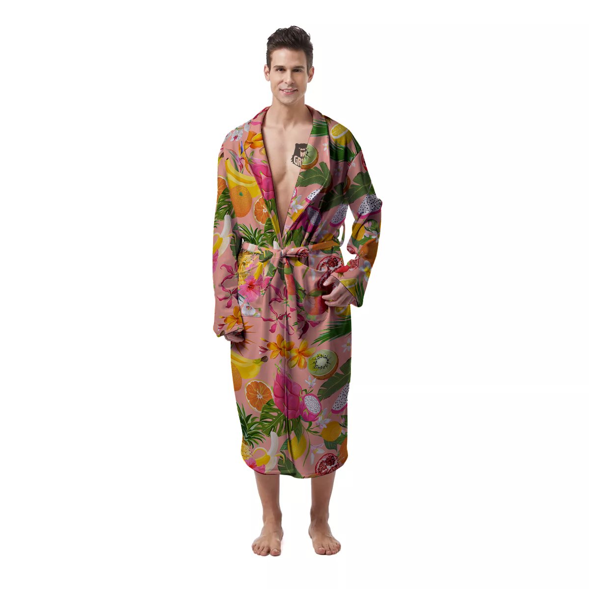 Fruit Leaf Tropical Print Pattern Men's Robe-grizzshop