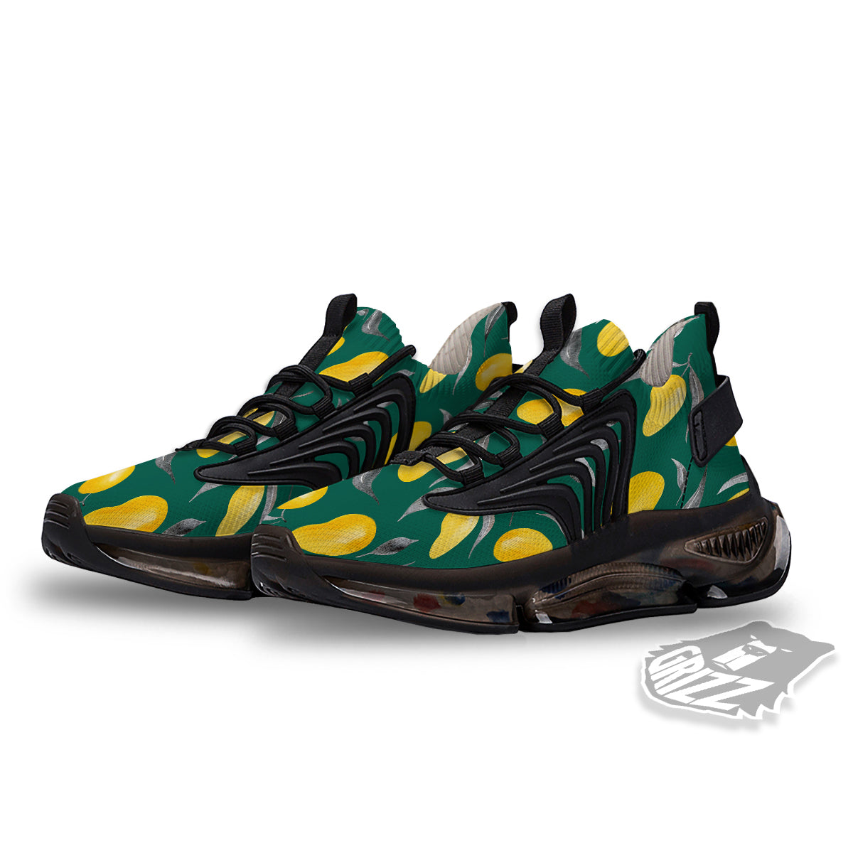 Fruit Mango Yellow Print Pattern Black Gym Shoes-grizzshop