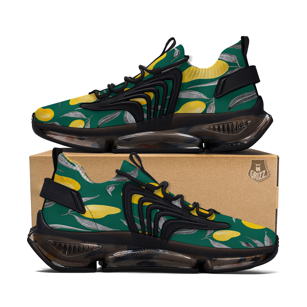 Fruit Mango Yellow Print Pattern Black Gym Shoes-grizzshop