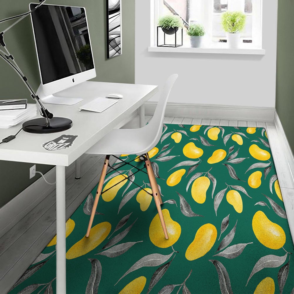 Fruit Mango Yellow Print Pattern Floor Mat-grizzshop