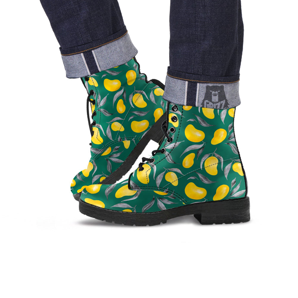 Fruit Mango Yellow Print Pattern Leather Boots-grizzshop