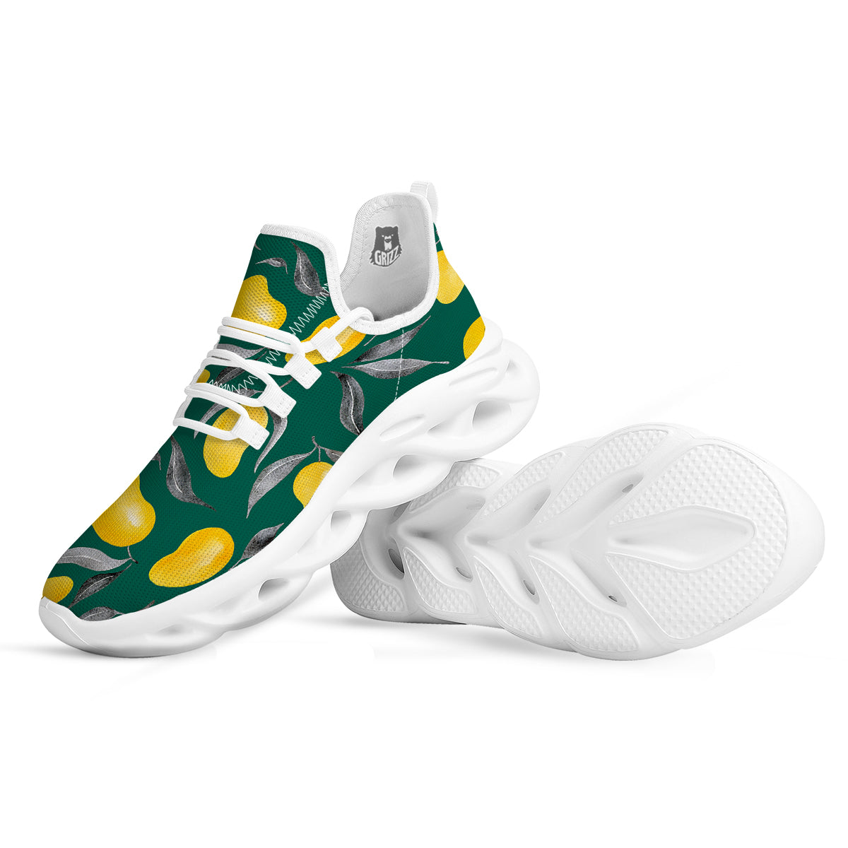 Fruit Mango Yellow Print Pattern White Running Shoes-grizzshop