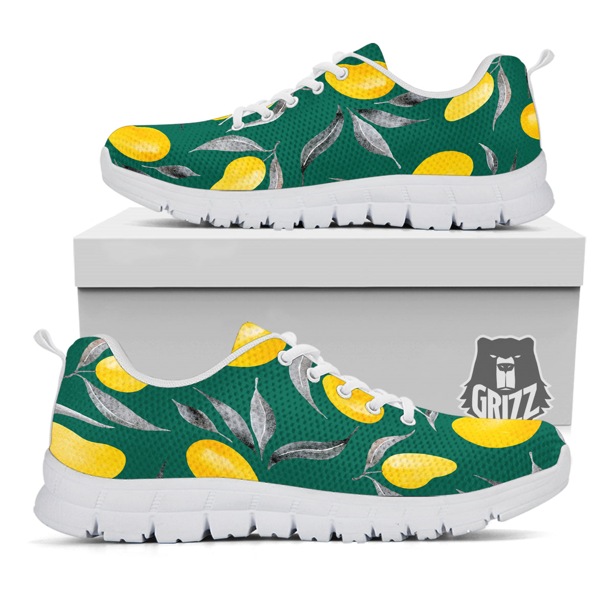 Fruit Mango Yellow Print Pattern White Sneaker-grizzshop