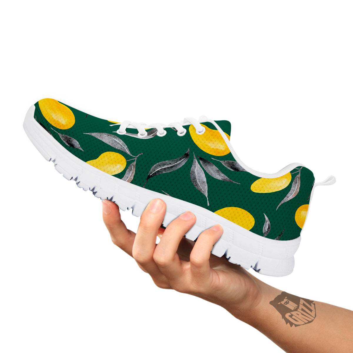 Fruit Mango Yellow Print Pattern White Sneaker-grizzshop