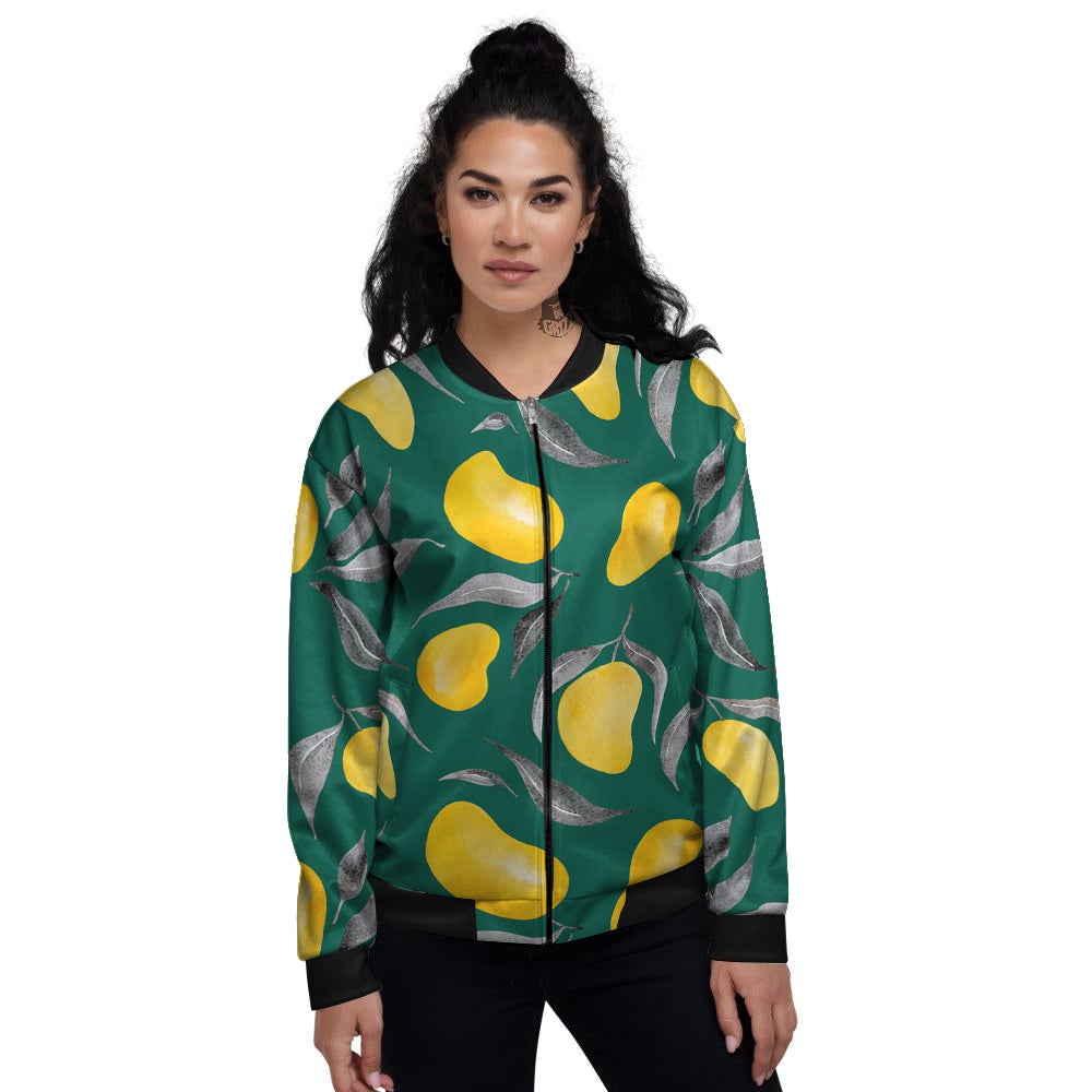 Fruit Mango Yellow Print Pattern Women's Bomber Jacket-grizzshop