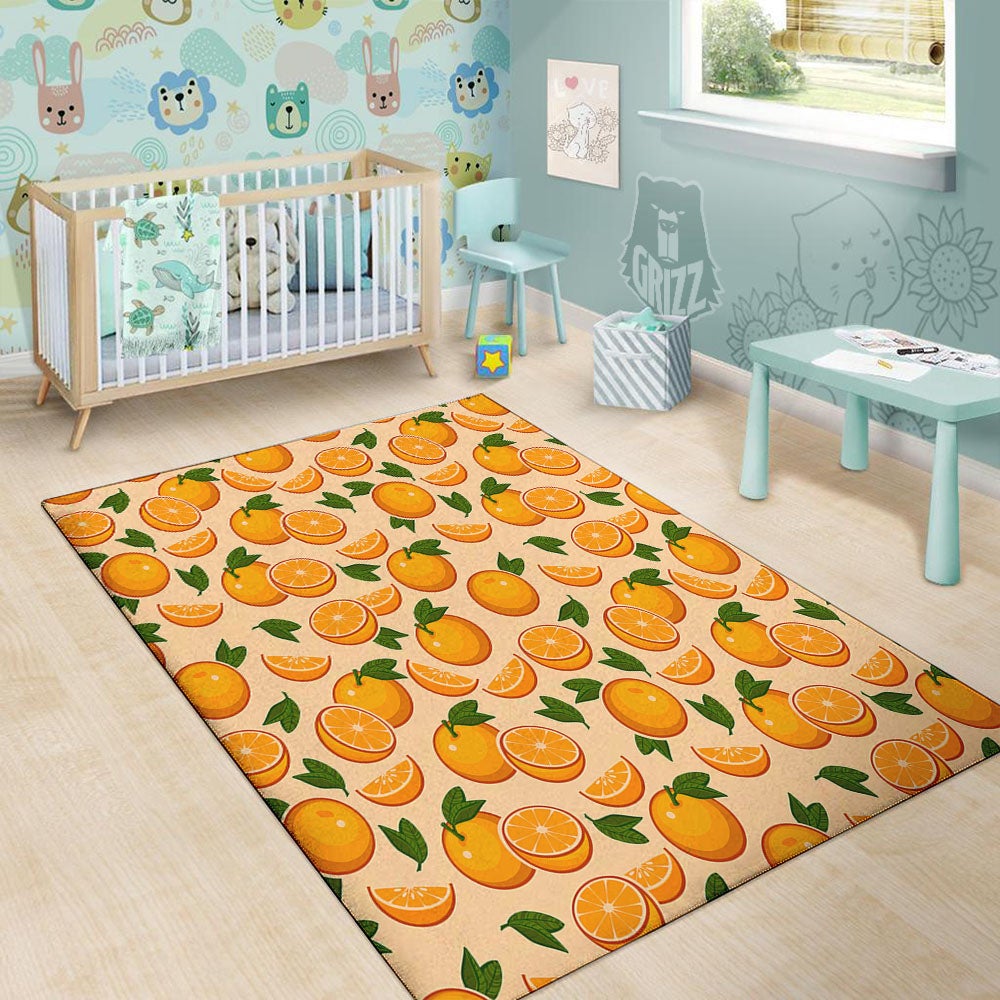Fruit Orange Print Pattern Floor Mat-grizzshop