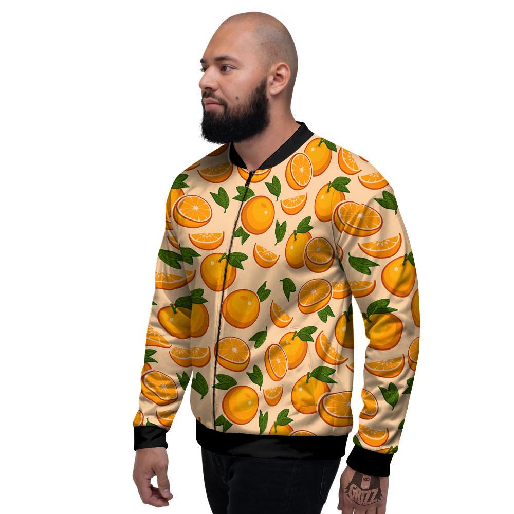 Fruit Orange Print Pattern Men's Bomber Jacket-grizzshop