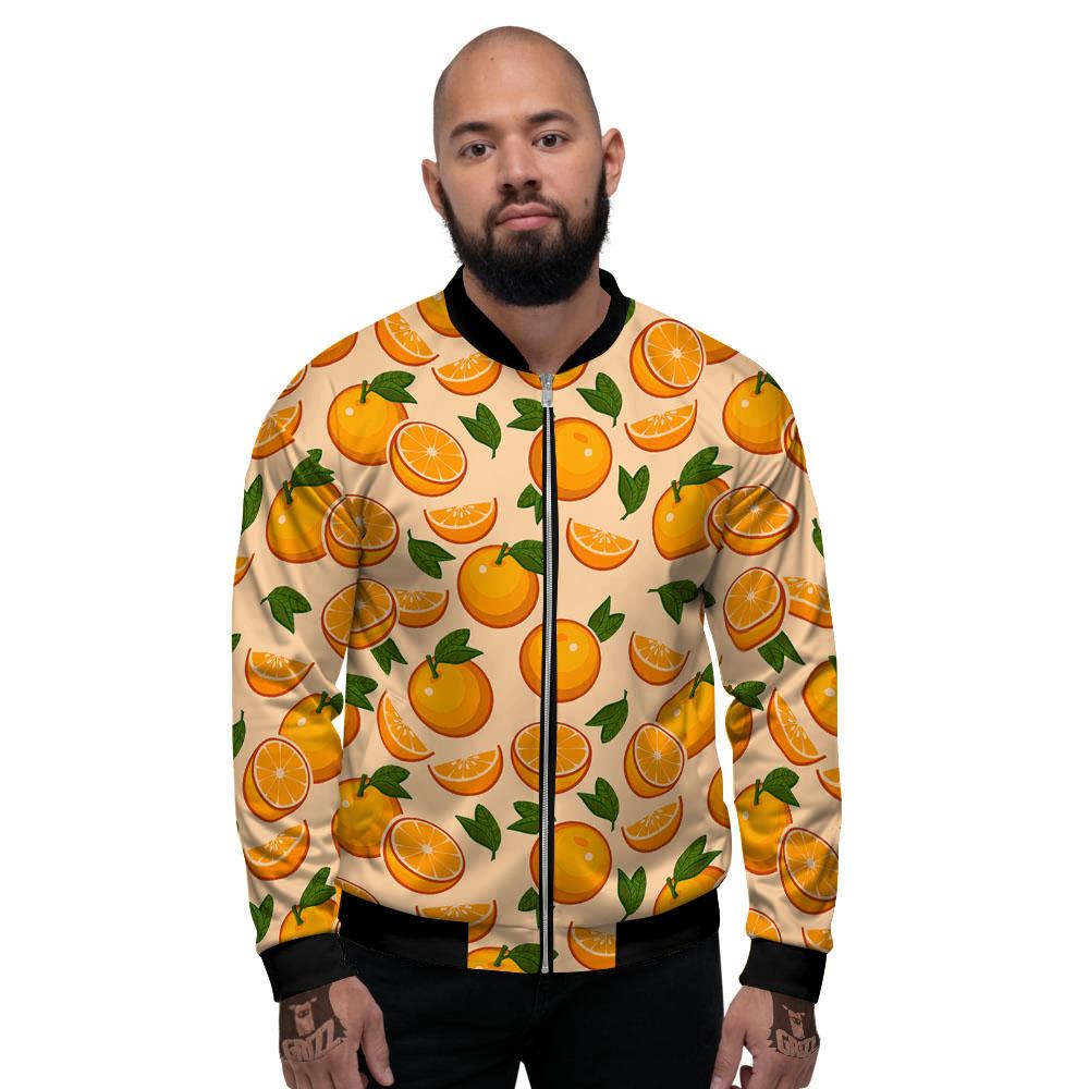 Fruit Orange Print Pattern Men's Bomber Jacket-grizzshop