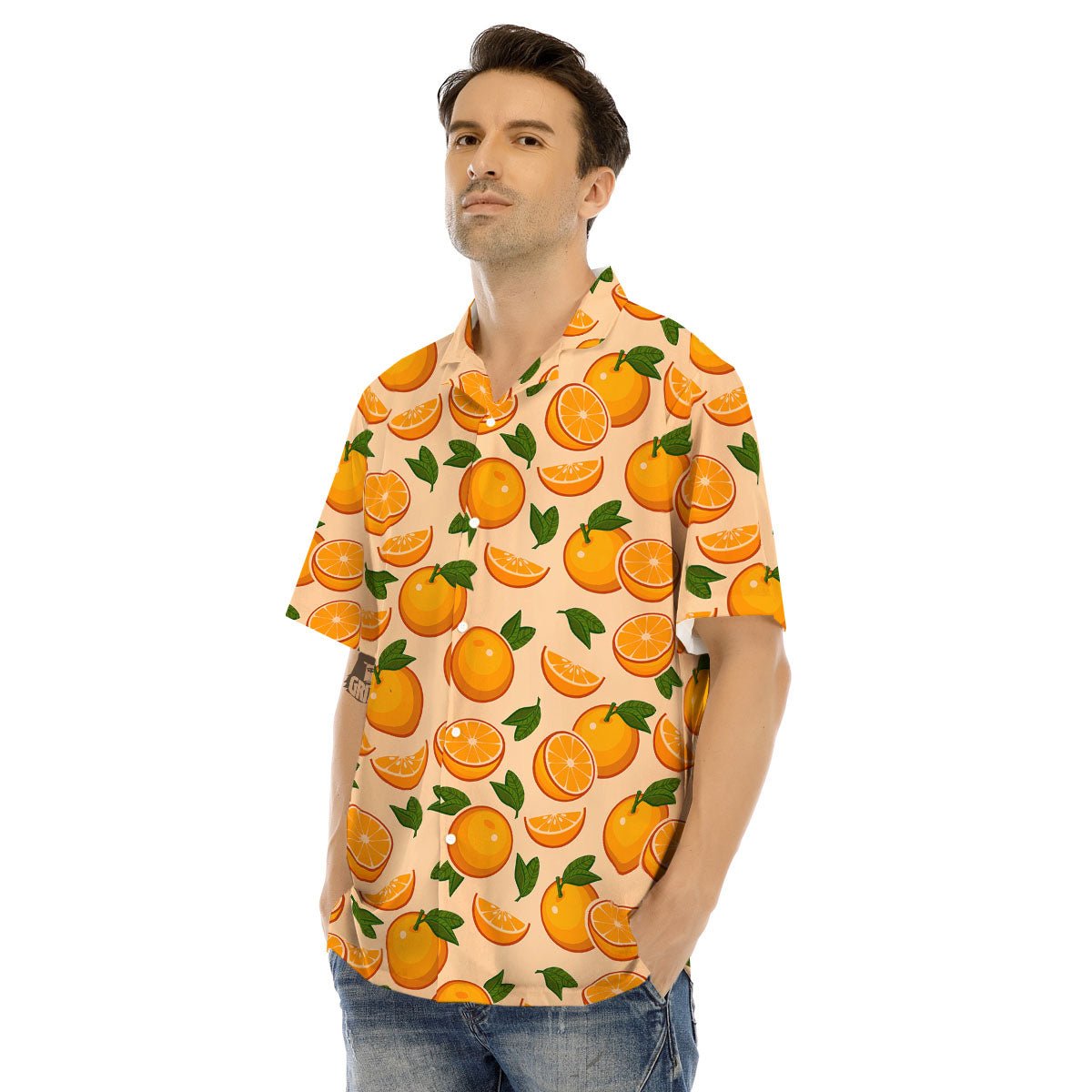 Fruit Orange Print Pattern Men's Hawaiian Shirt-grizzshop