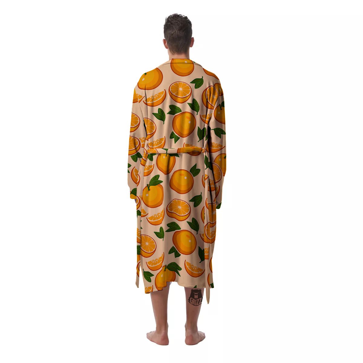 Fruit Orange Print Pattern Men's Robe-grizzshop