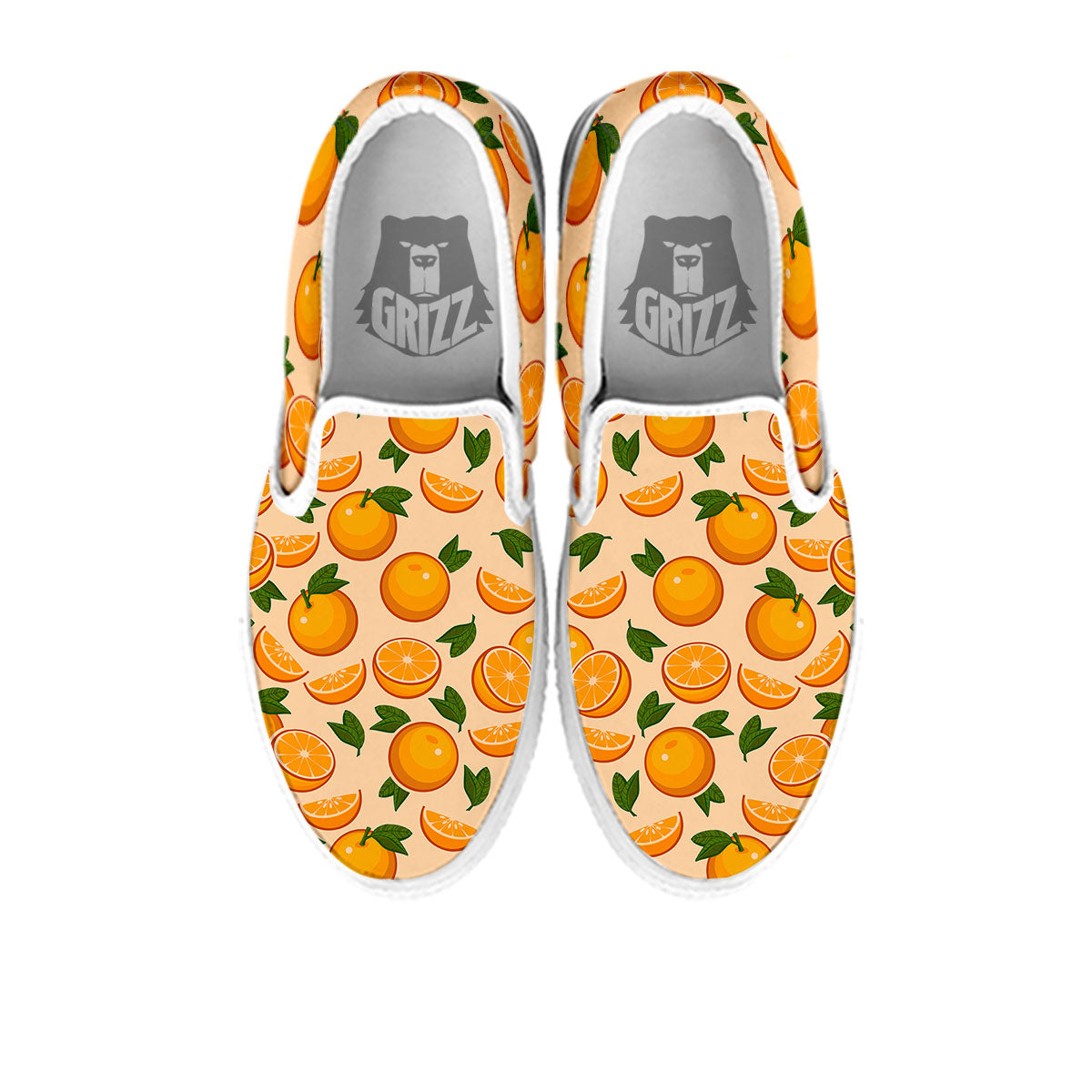 Fruit Orange Print Pattern White Slip On Shoes-grizzshop