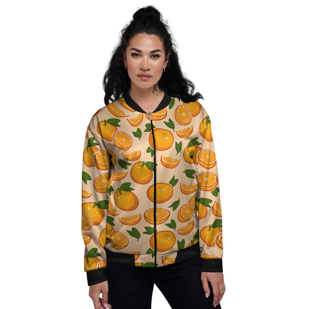 Fruit Orange Print Pattern Women's Bomber Jacket-grizzshop