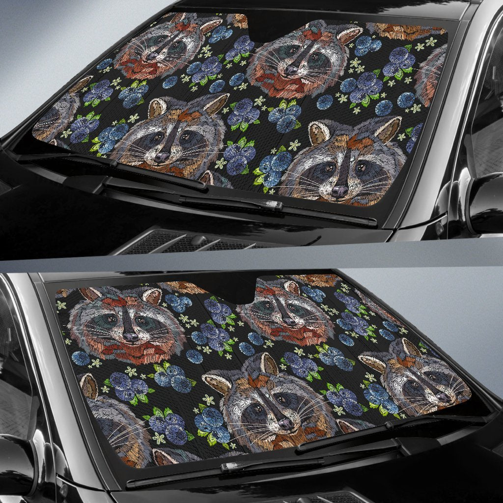 Fruit Raccoon Pattern Print Car Sun Shade-grizzshop