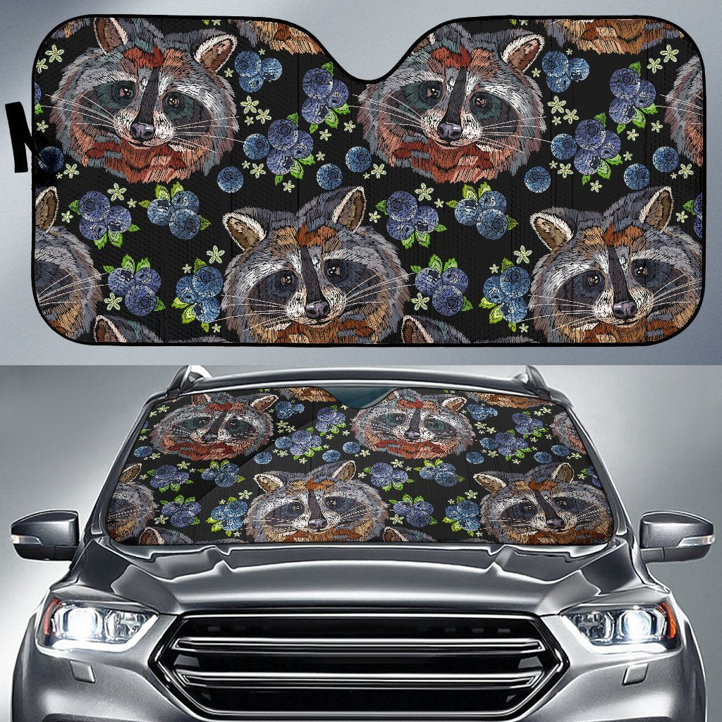 Fruit Raccoon Pattern Print Car Sun Shade-grizzshop
