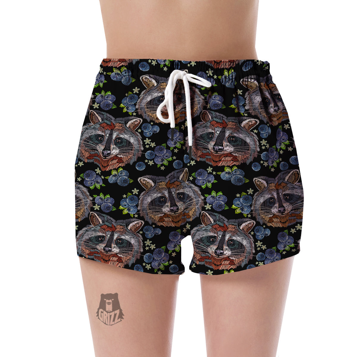 Fruit Raccoon Pattern Print Women's Shorts-grizzshop