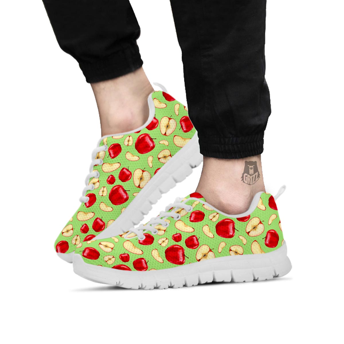 Fruit Red Apple Print Pattern White Sneaker-grizzshop