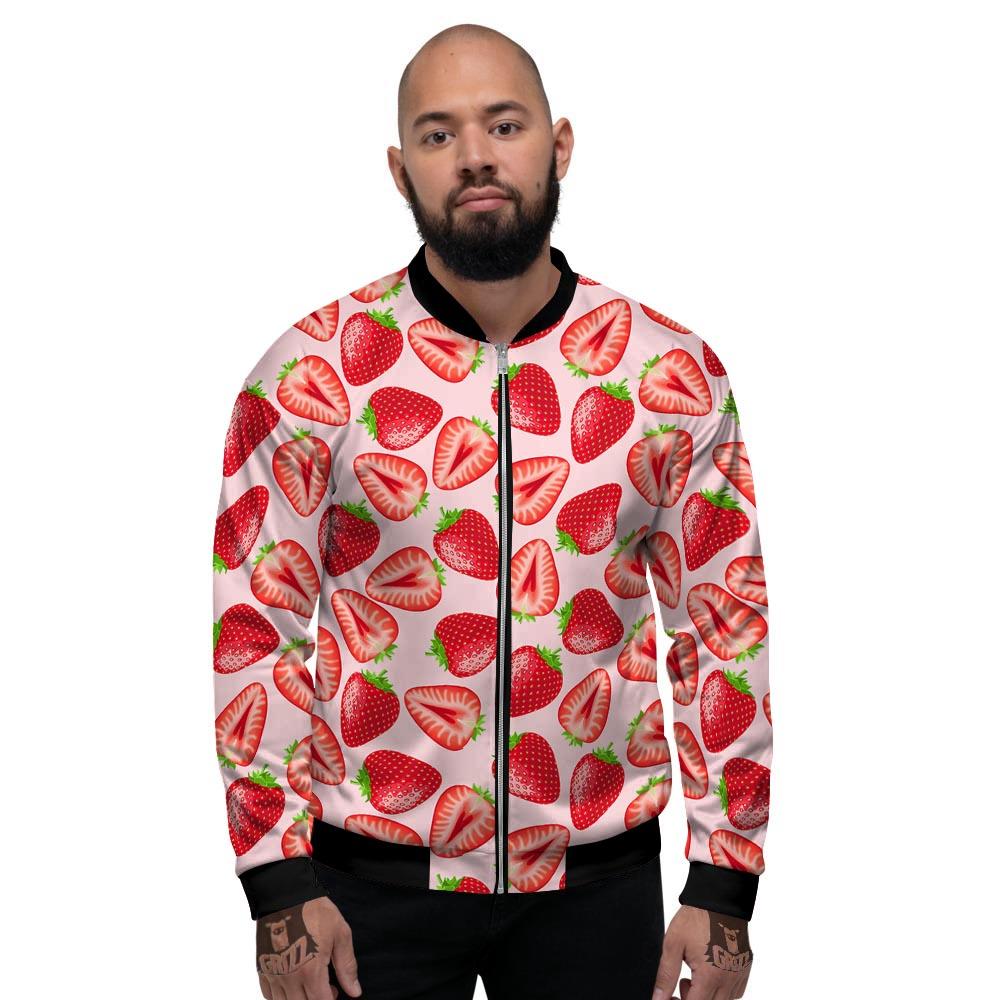 Fruit Strawberry Print Pattern Men's Bomber Jacket-grizzshop