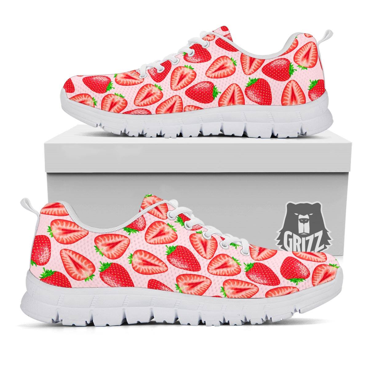 Fruit Strawberry Print Pattern White Sneaker-grizzshop