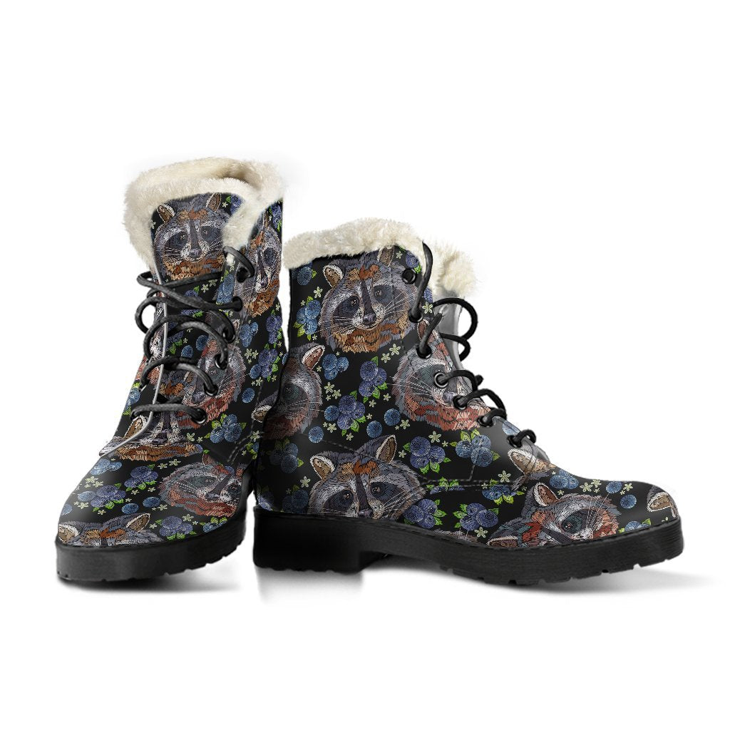 Fruit Raccoon Pattern Print Comfy Winter Boots-grizzshop