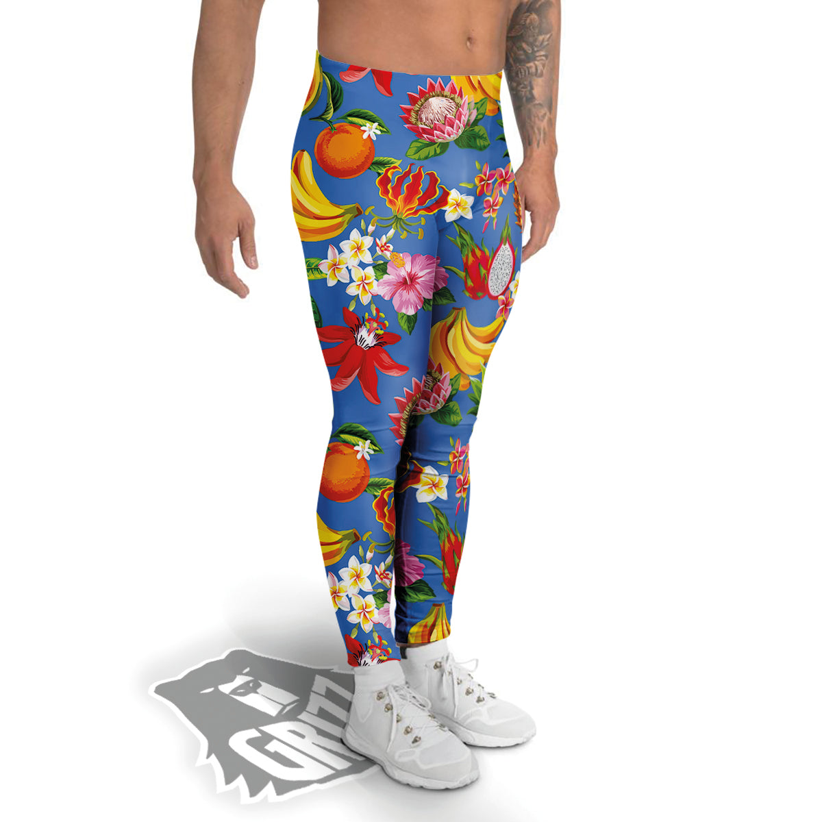 Fruits Aloha Tropical Print Pattern Men's Leggings-grizzshop
