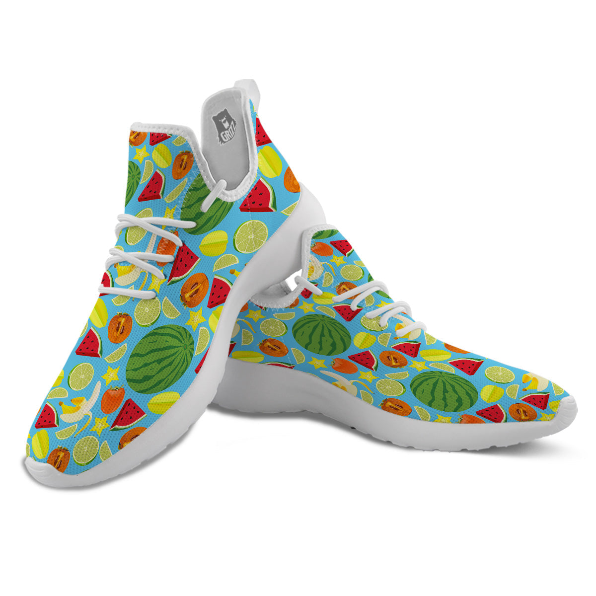 Fruits Depicting Print Pattern White Athletic Shoes-grizzshop