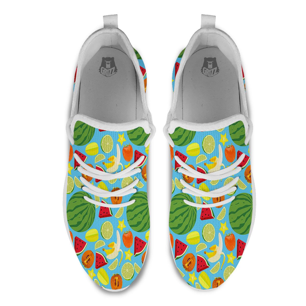 Fruits Depicting Print Pattern White Athletic Shoes-grizzshop