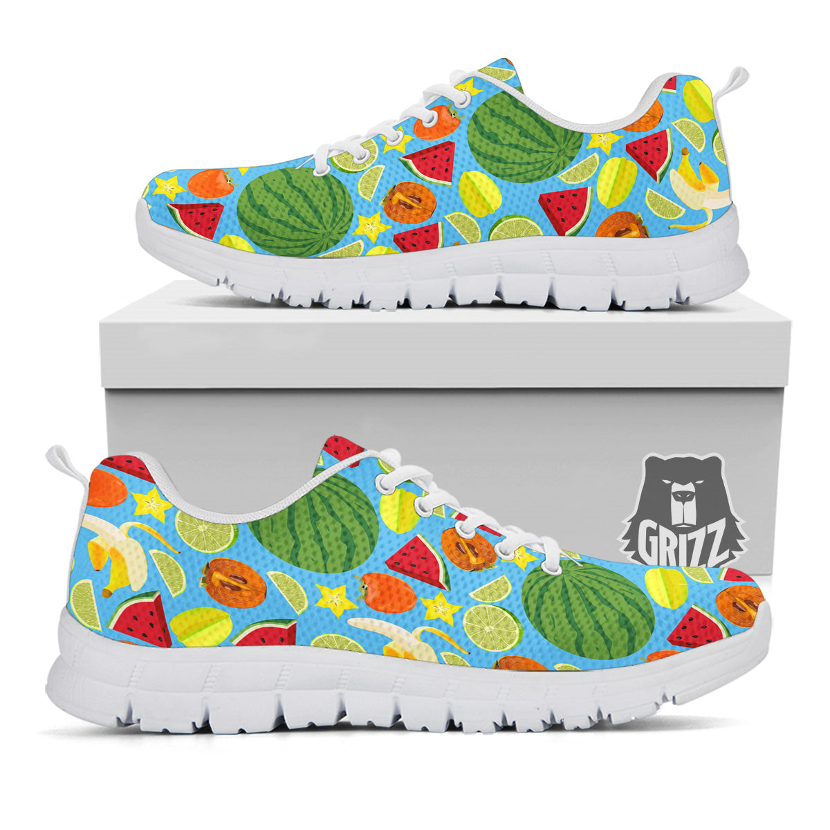 Fruits Depicting Print Pattern White Sneaker-grizzshop