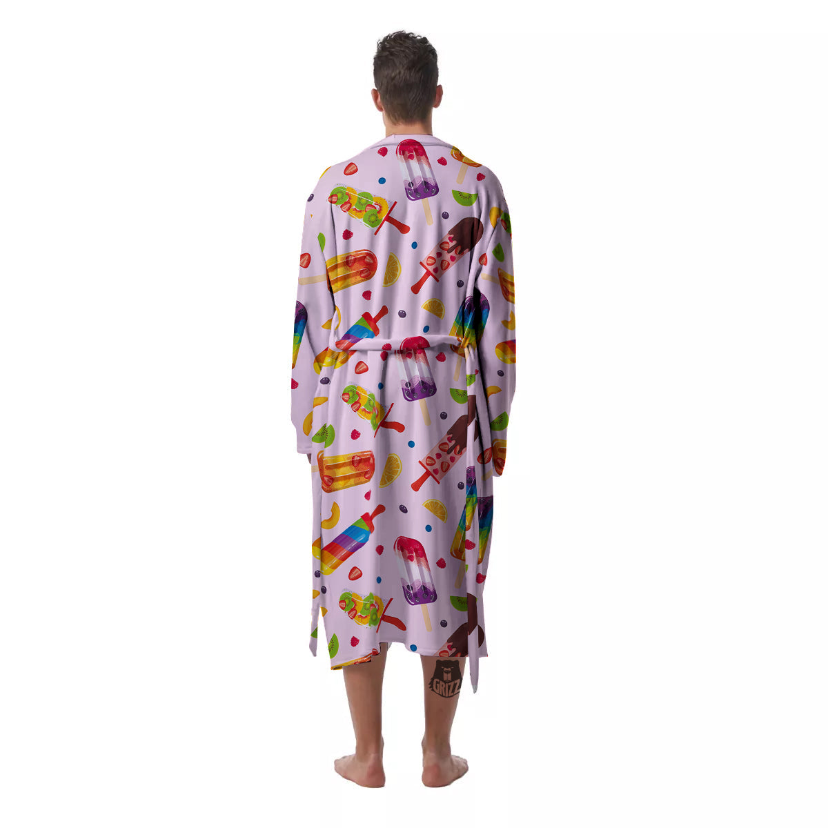 Fruity Ice Cream Print Pattern Men's Robe-grizzshop