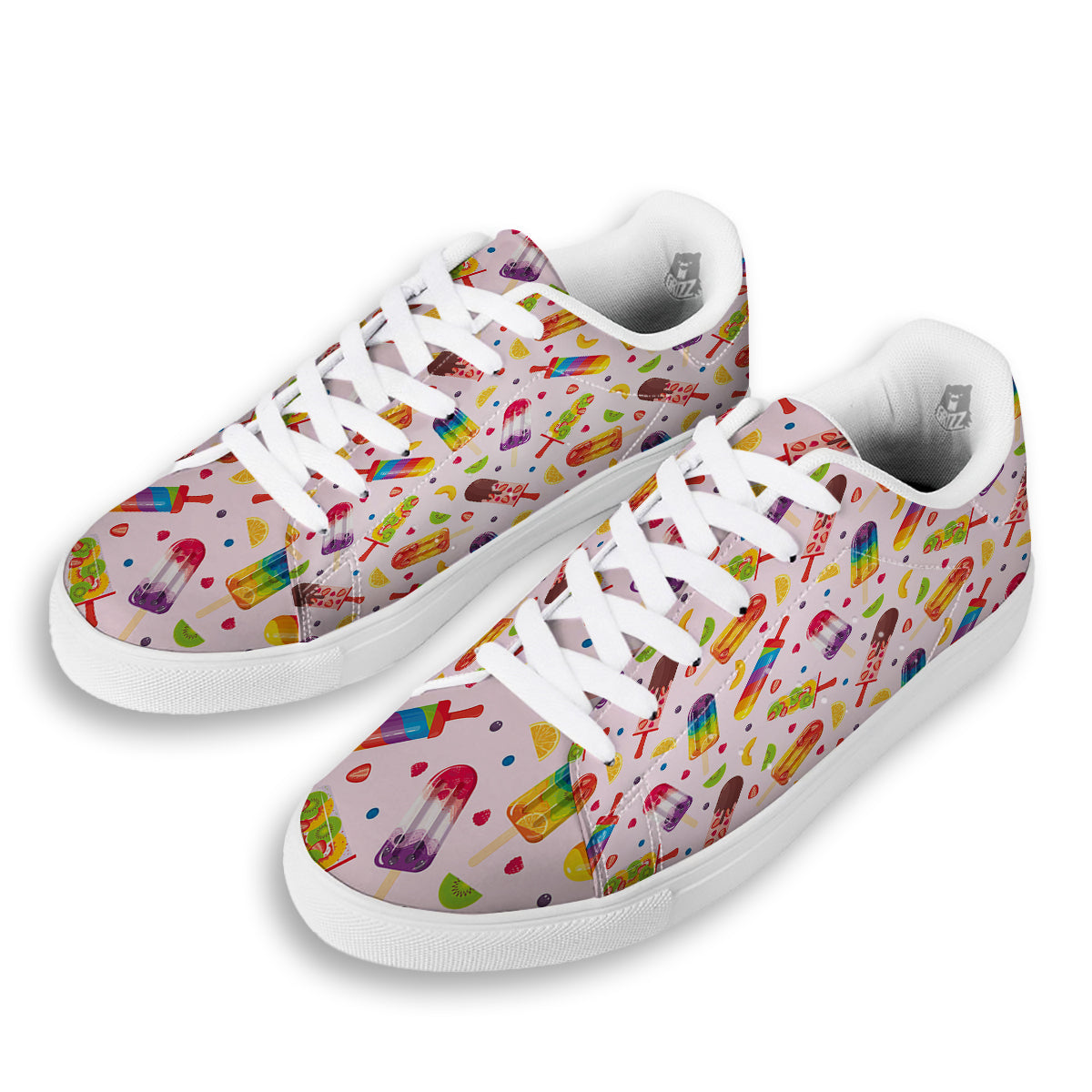 Fruity Ice Cream Print Pattern White Low Top Sneakers-grizzshop