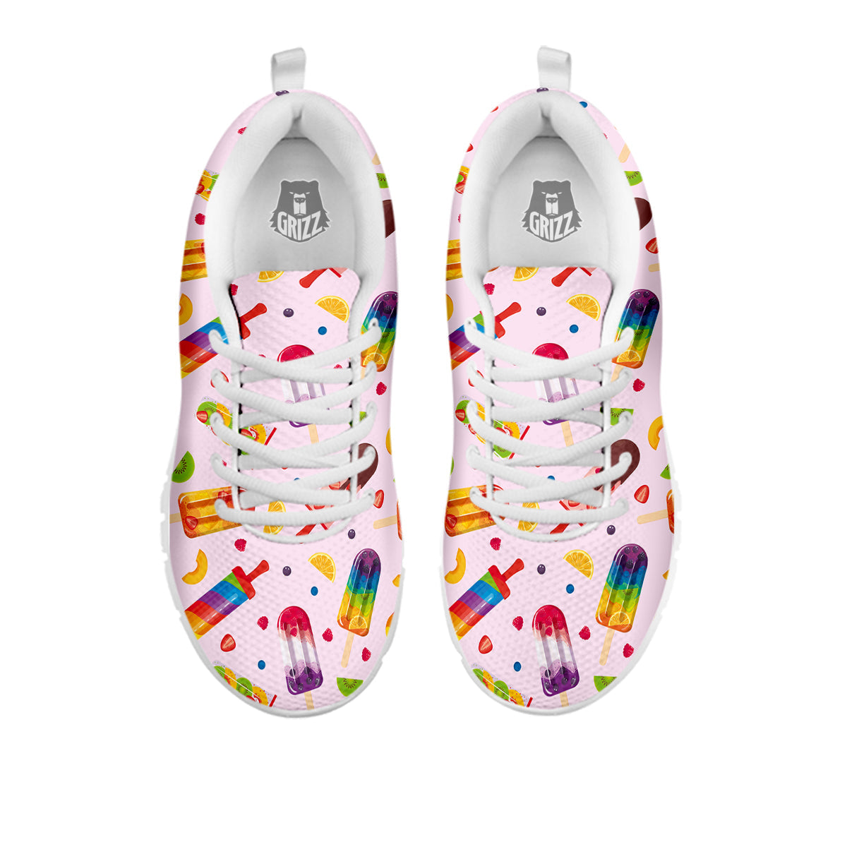 Fruity Ice Cream Print Pattern White Sneaker-grizzshop