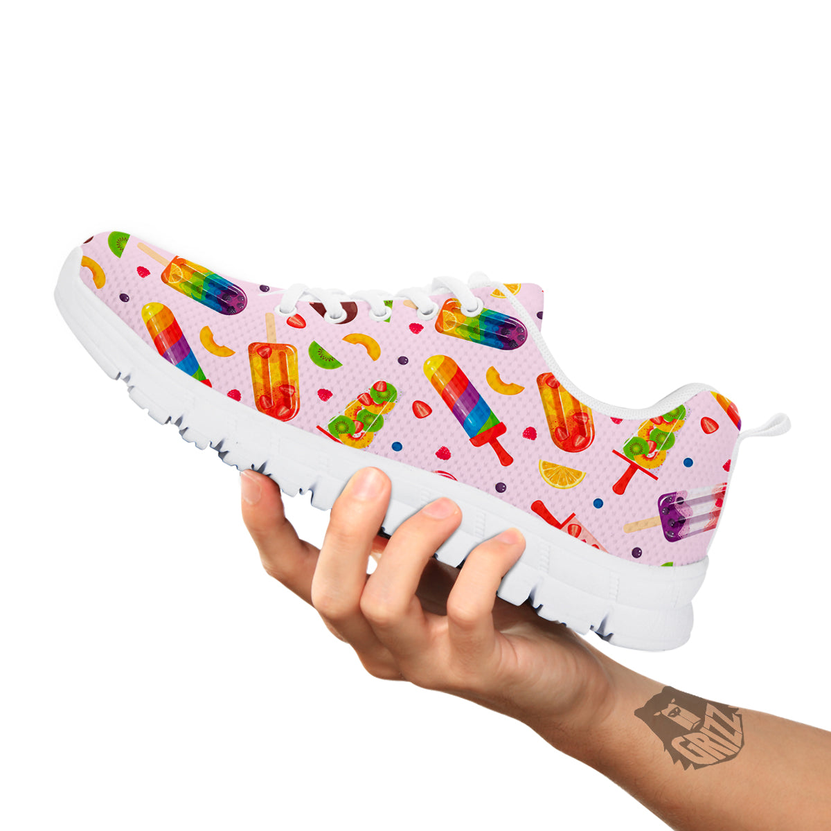 Fruity Ice Cream Print Pattern White Sneaker-grizzshop