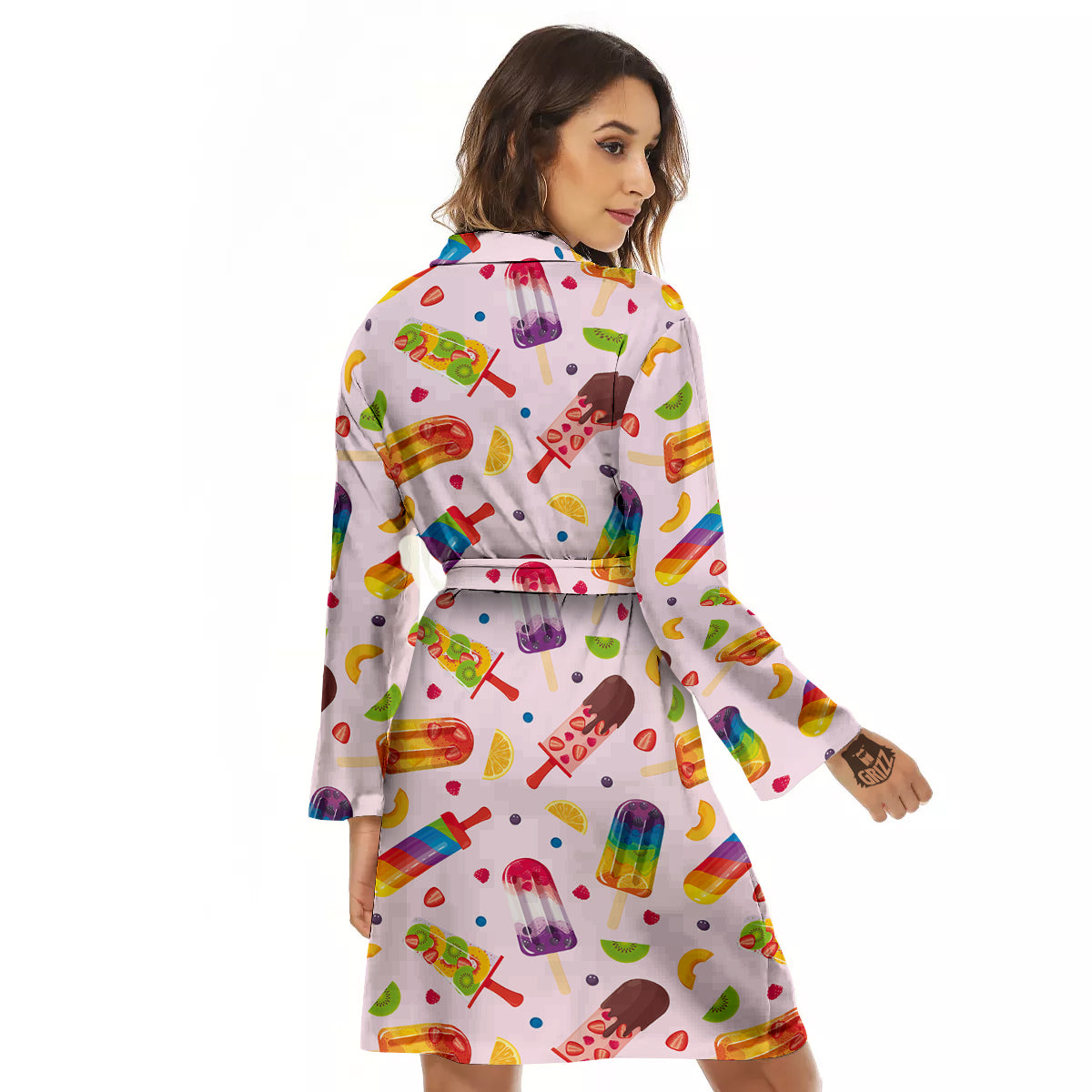 Fruity Ice Cream Print Pattern Women's Robe-grizzshop