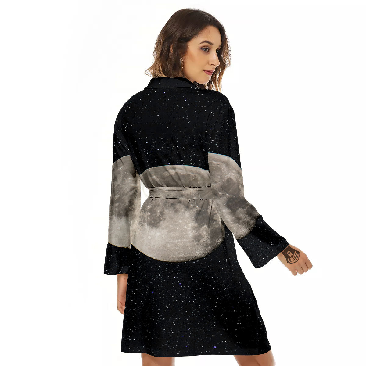 Full Moon Print Women's Robe-grizzshop