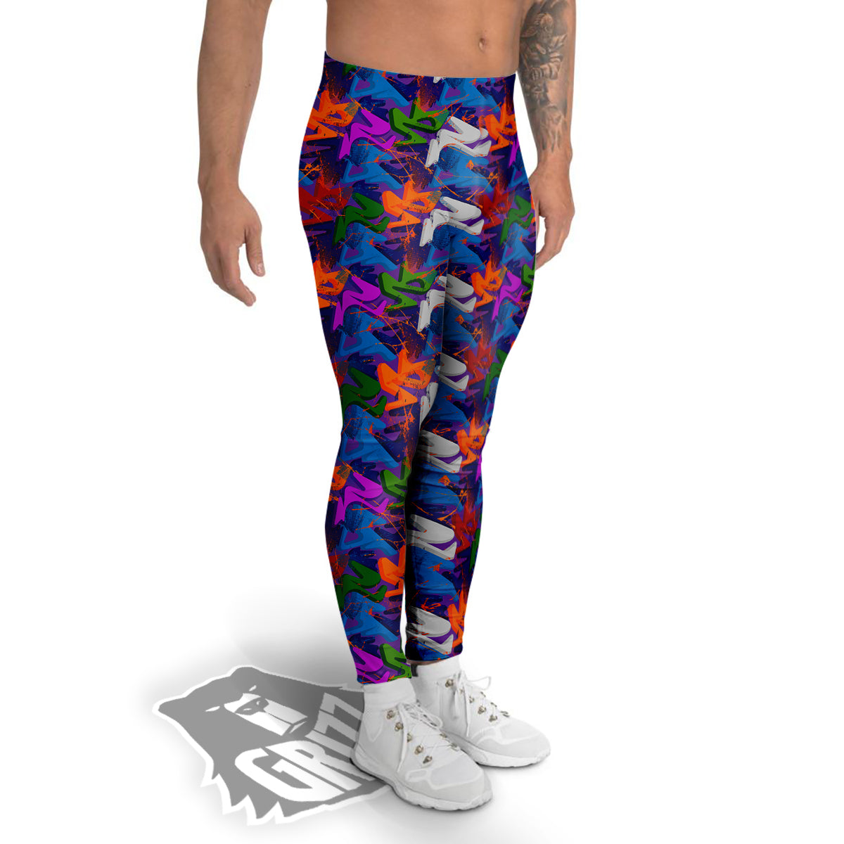 Funky Abstract Print Pattern Men's Leggings-grizzshop