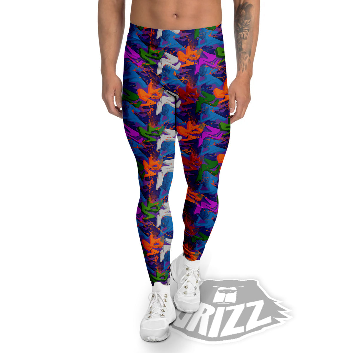 Funky Abstract Print Pattern Men's Leggings-grizzshop