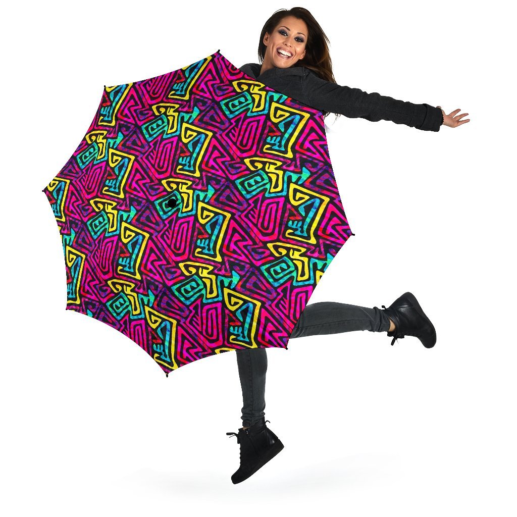 Funky Pattern Print Automatic Foldable Umbrella-grizzshop