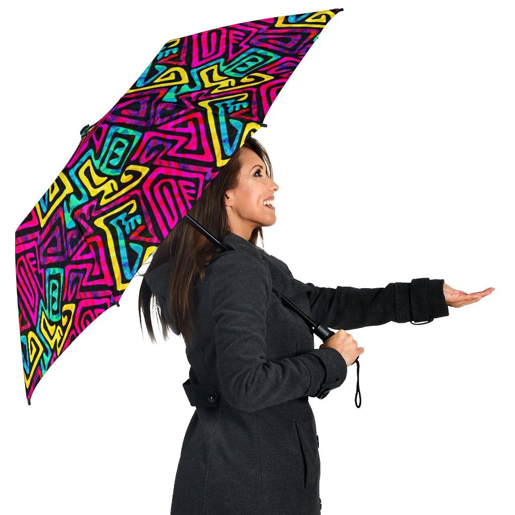Funky Pattern Print Automatic Foldable Umbrella-grizzshop