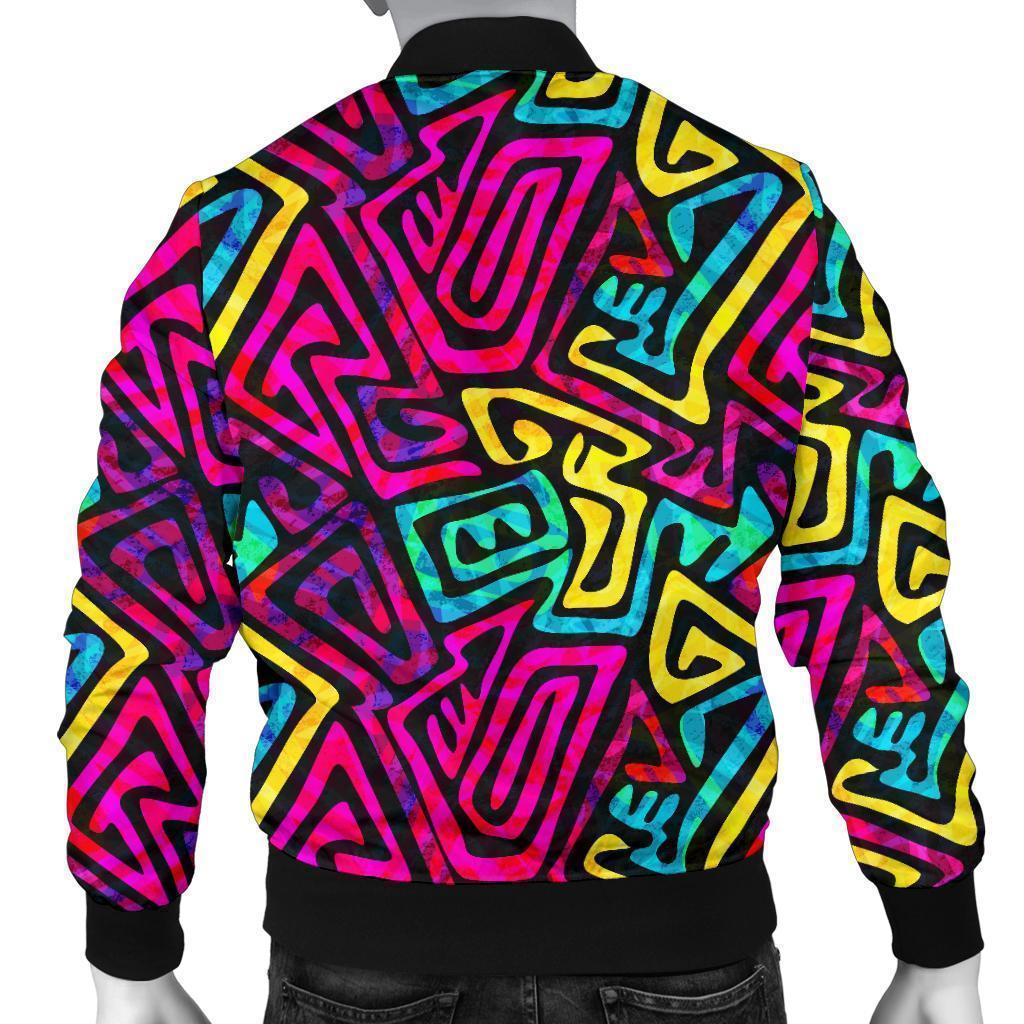Funky Pattern Print Men's Bomber Jacket-grizzshop